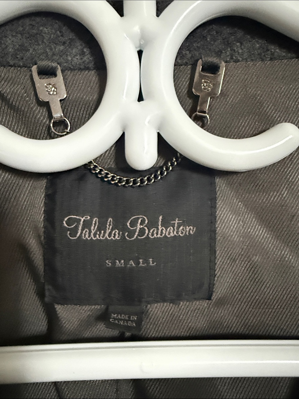 Talula Olive Taupe Pea Coat with Chain Detail